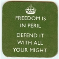 Keep Calm Coaster (freedom is in peril on green)