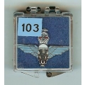 103. Para Regiment with Crown - Blue on silver