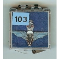 103. Para Regiment with Crown - Blue on silver 103. Para Regiment with Crown - Blue on silver